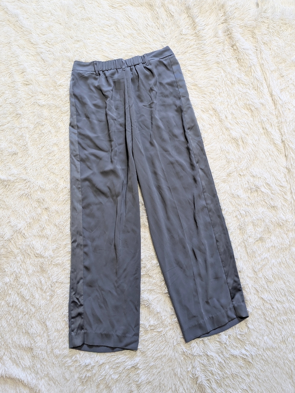 NWT A New Day Blue-Grey Wide Leg Satin Tuxedo Stripe High Rise Pants Size 8 - Picture 5 of 11